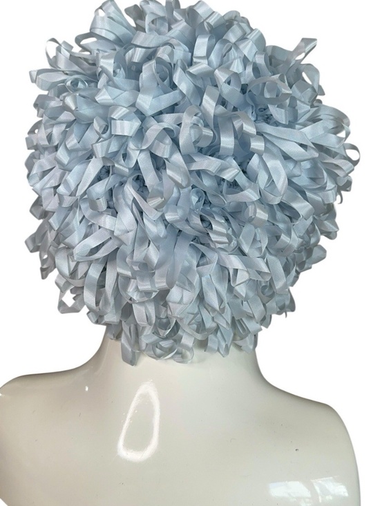 Joseph Magnin Blue Ribbon Hat Ruffled Loop Mid Century Vintage main image 10
